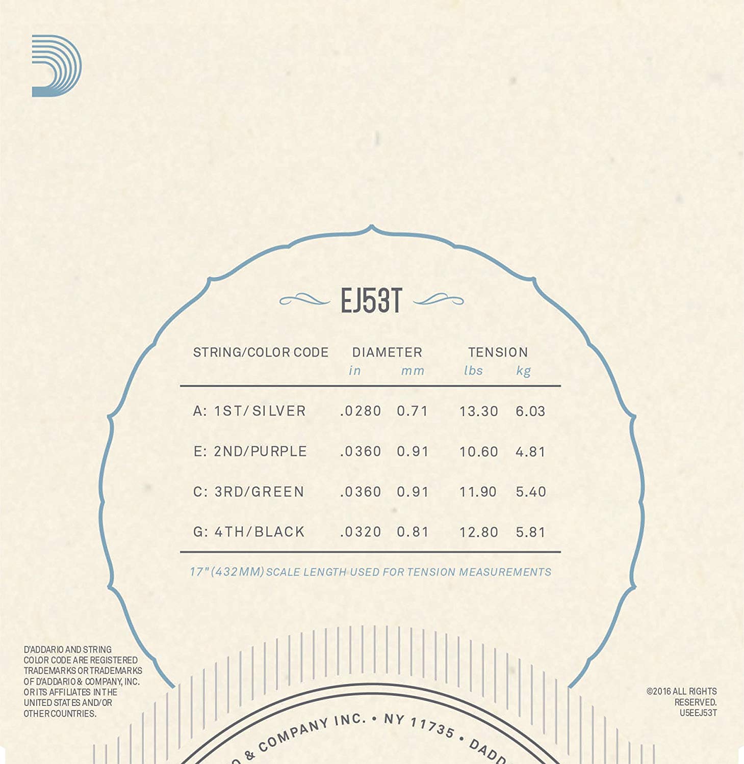 D'Addario EJ53T Tenor high G