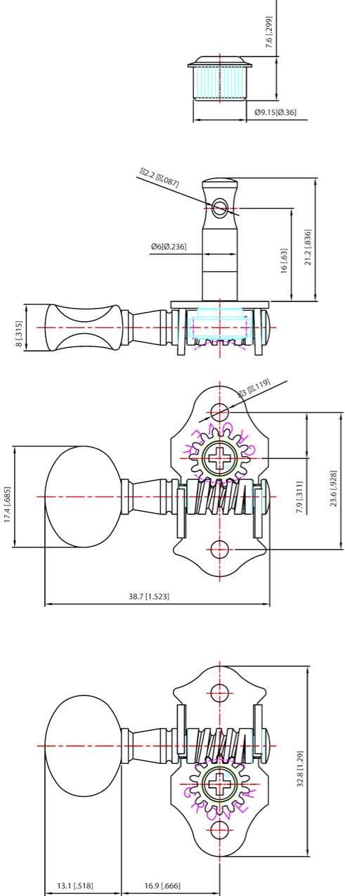 Grover Ukulele Mechaniken 8N