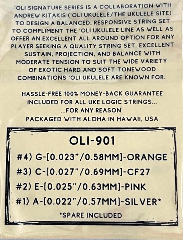 'Oli Signature Series Ukulele Saiten by UKE LOGIC - high G mit wound C